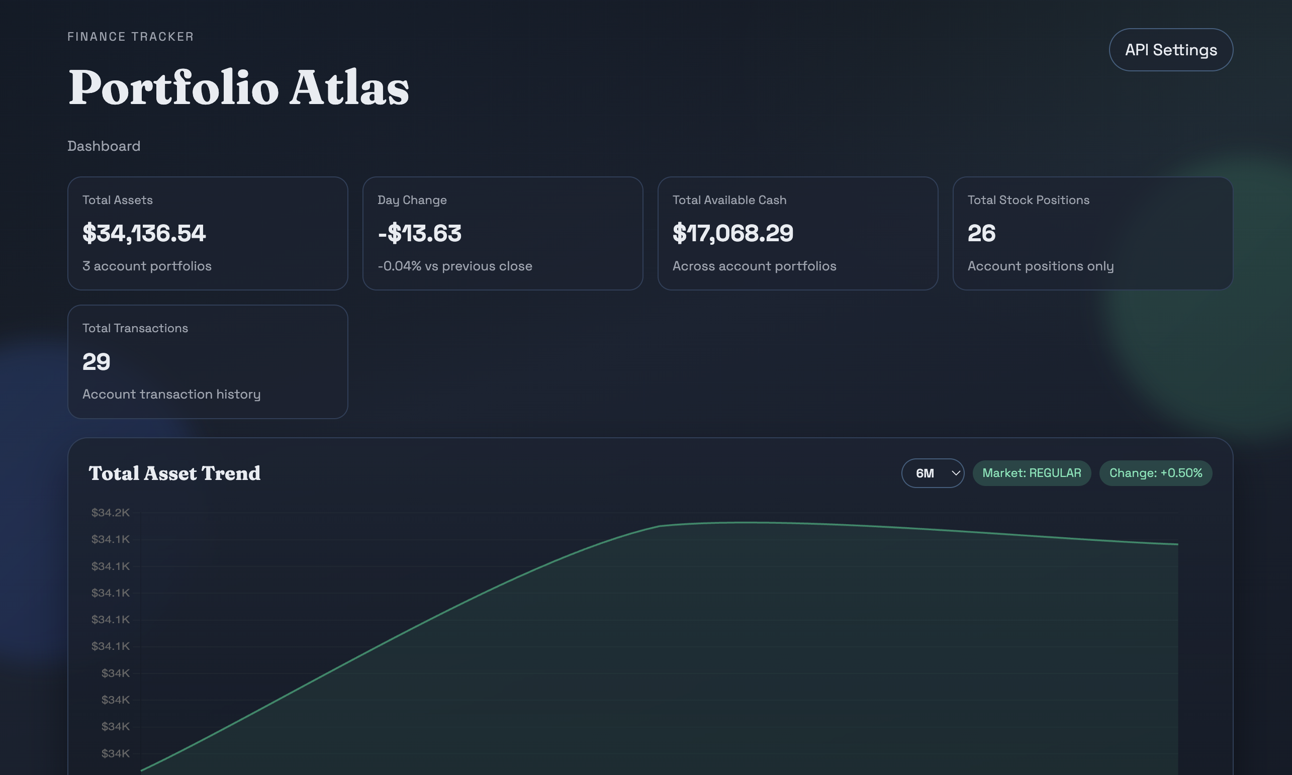 Finance Tracker landing page