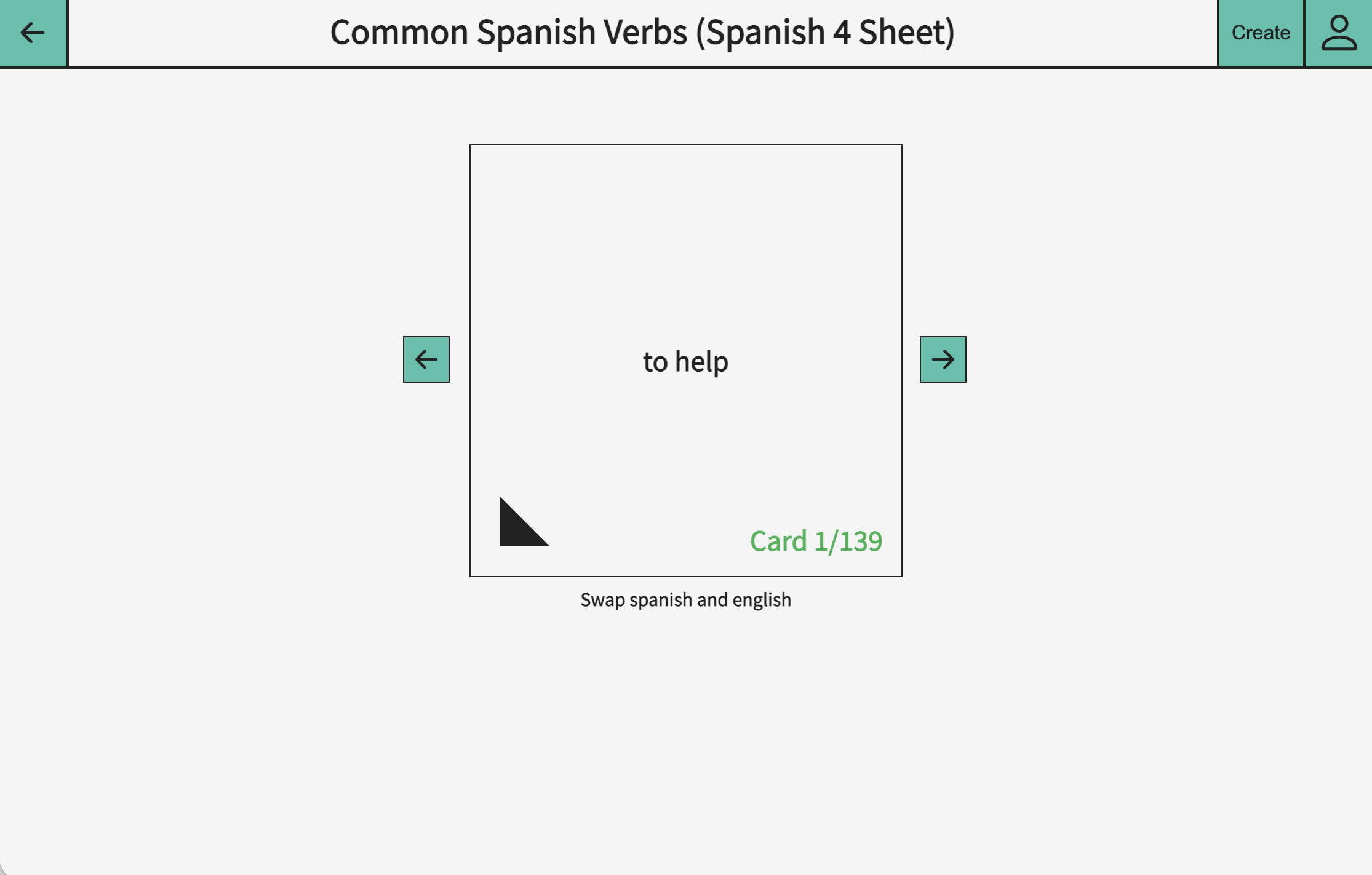 Flash Study flashcards page