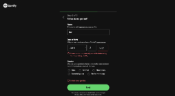 Spotify clone enter info page